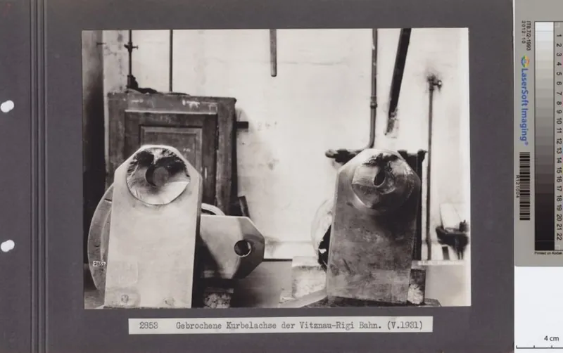 Gebrochene Kurbelachse der Vitznau- Rigi Bahn (ca. 05.1931)