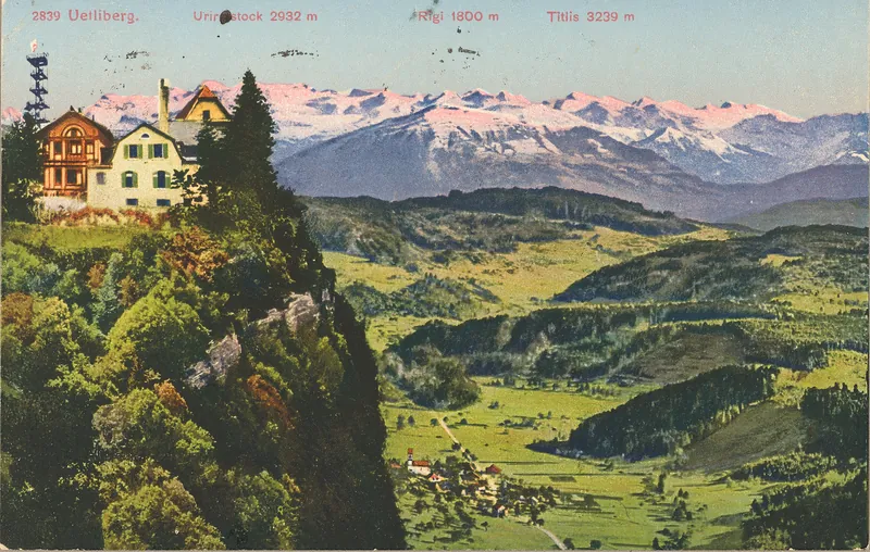 Uetliberg, Urirotstock 2932 m, Rigi 1880 m, Titlis 3239 m (vor 18.9.1917)