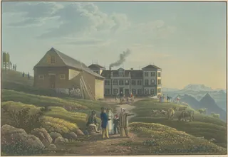 L'auberge du Righi Koulm, Salomon Corrodi, Johannes Hausheer (before 1842)