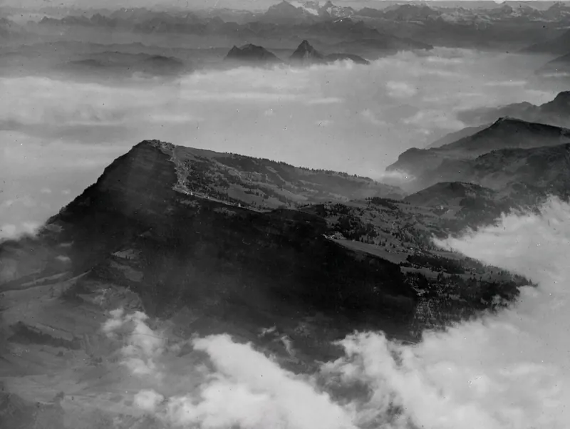 Rigi in sea of fog, Mythen, Glärnisch v. W. from 2800 m (1927)