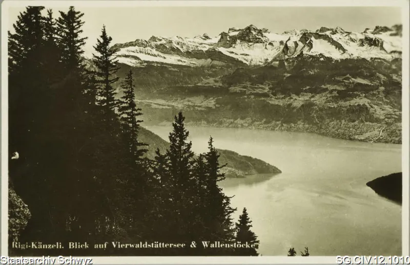 Rigi-Känzeli: Blick auf Vierwaldstättersee und Wallenstöcke (1935)