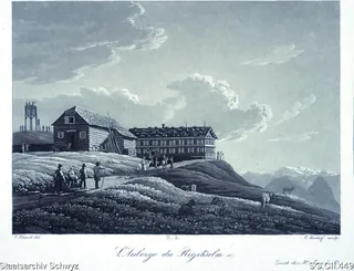 Gasthaus auf Rigi-Kulm mit Aussichtsturm (1820 - 1830)