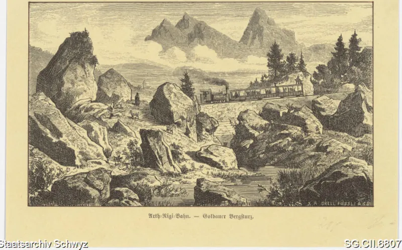 Bergsturz Goldau (Rossberg): Arth-Rigi-Bahn (zwischen 1890 und 1900)