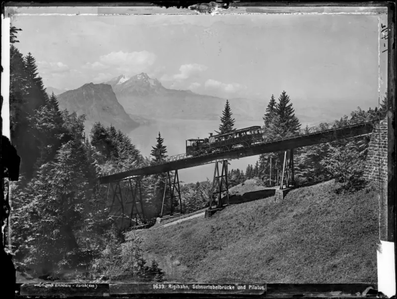 Vitznau, Vitznau- Rigi -Bahn, Schnurtobelbrücke, Teilansicht (1906)