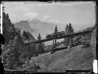 Vitznau, Vitznau- Rigi -Bahn, Schnurtobelbrücke, Teilansicht (1906)
