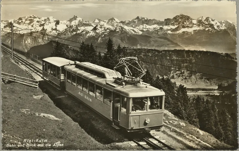 Rigi-Kulm, the train, and a view of the Alps (1940 - 1950)