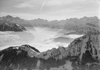 Arth-Goldau, Rigi-Hochfluh, view to the south (S) (16.01.1967)