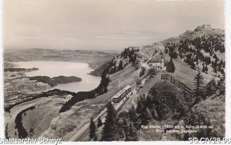 Rigi-Staffel (1600 m) u. Kulm (1800 m) Blick auf den Zugersee (keine Angabe)