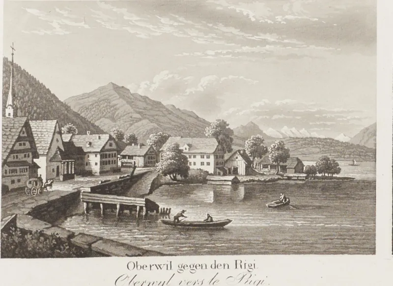 Oberwil gegen den Rigi = Oberwyl vers le Rigi [Randvignette unten Mitte links] (approx. 1833 - approx. 1835)
