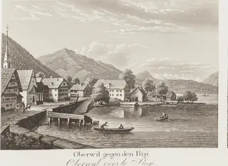 Oberwil gegen den Rigi = Oberwyl vers le Rigi [Randvignette unten Mitte links] (approx. 1833 - approx. 1835)