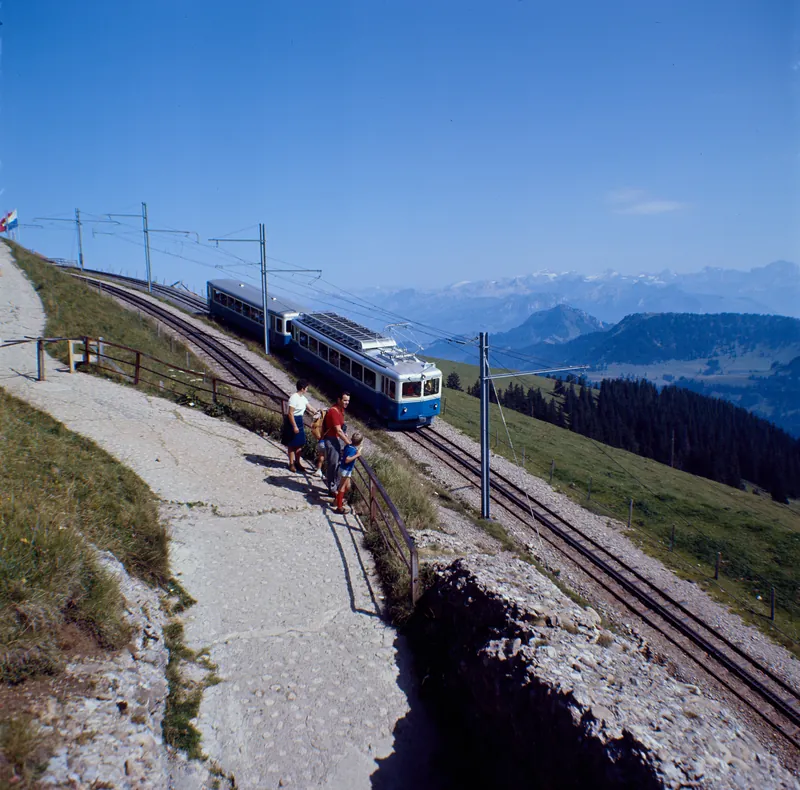 Between the Rigi Staffel and Rigi Kulm stations, Arth-Rigi Railway (08/1971)