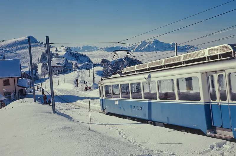 Rigi Line, ARB BDhe 2/4 railcar with Bt control car (1975)