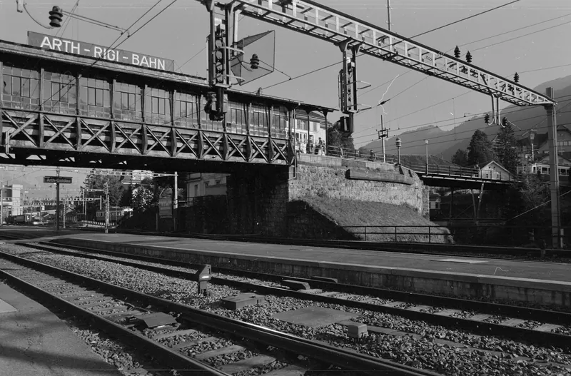 Arth-Goldau, bridge station (Hochperron) of the Arth-Rigi Bahn (ARB) (06.10.1981)