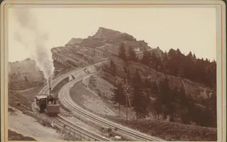 Rigi. Zug vom Staffel, starker Rauch (1886)