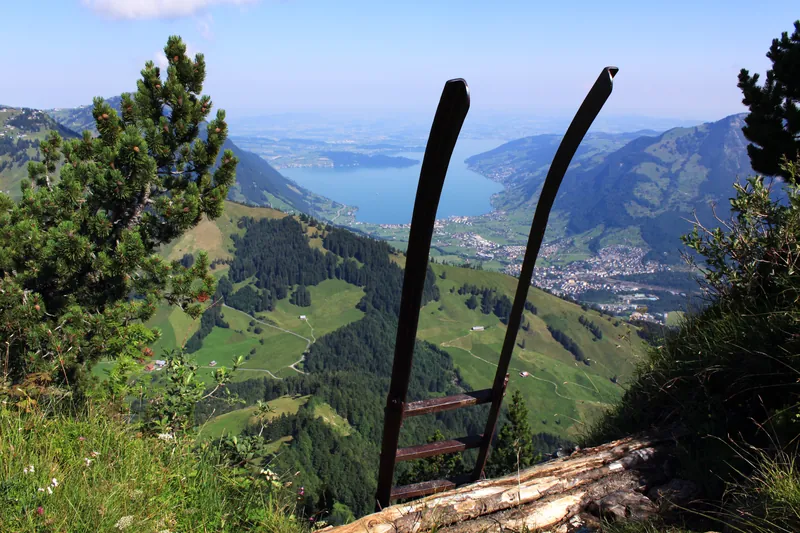 Leiterabstieg von der Rigi Hochflue in Richtung Gätterlipass (2014-07-25 08:16:13)