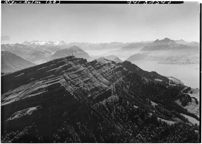 Rigi Kulm SZ, Overviews, Rear, Pilatus OW (13.08.1974)