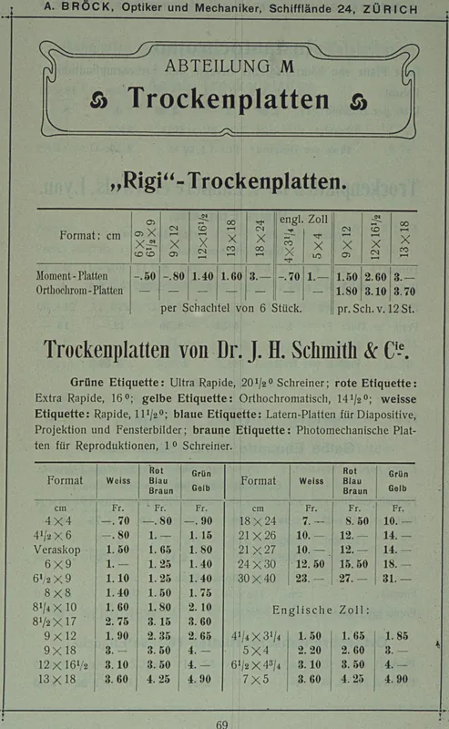 Drying plates, Rigi drying plates, leaflet (ca. 1989)