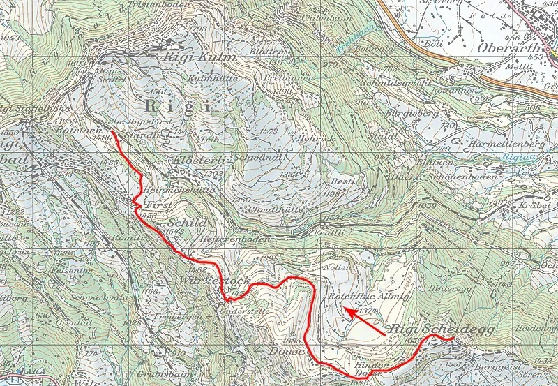 Trail map Rigi
