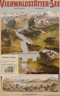 VIERWALDSTÄTTER-SEE Schweiz Suisse LUZERN Dampfschiffgesellschaft des Vierwaldstättersees. Lake of the Four Cantons. Lac des Quatre Cantons. Dampfer-Routen 1. Luzern - Vitznau ( Rigi ) - Flüelen (Gotthard). 2. Luzern - Stansstad (Engelberg, Stanserhorn) - Alpnachstad (Brünig, Pilatus). 3. Alpnachstad (Brünig, Pilatus) - Vitznau ( Rigi ) - Flüelen (Gotthard). 4. Luzern - Küssnacht. Flotte der Gesellschaft [Auflistung der Schiffe] Bahnanschlüsse sowohl in Luzern als in Flüelen (Gotthardbahn), Vitznau (Rigibahn), Brunnen (Morschachbahn), Alpnachstad (Brünigbahn, Pilatusbahn), Stansstad (Engelbergbahn, Stanserhornbahn) und Kehrsiten (Brünigstockbahn). (ca. 1905)
