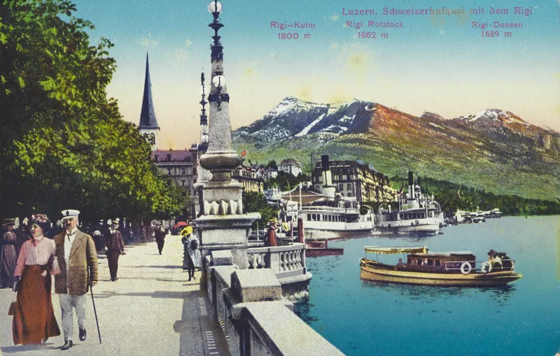 Lucerne, Schweizerhofquai with the Rigi (ca. 1911)