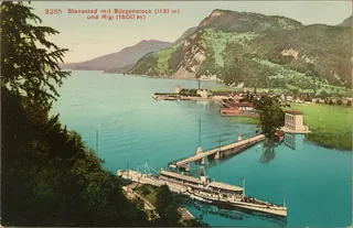 Stansstad with Bürgenstock 1131 m and Rigi 1800 m (ca. 1905)