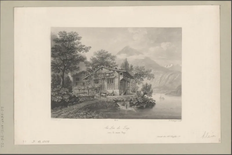 Au Lac de Zug vers le mont Rigi (approx. 1850)