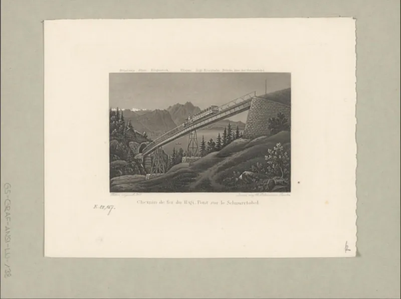 Chemin de fer du Rigi . Pont sur le Schnurrtobel (approx. 1875)