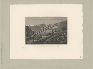 Chemin de fer du Rigi . Pont sur le Schnurrtobel (approx. 1875)