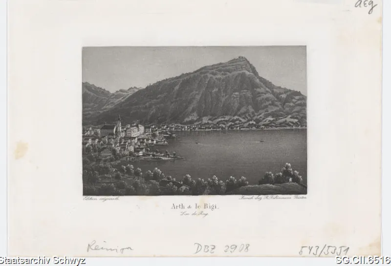 Arth am Zugersee: im Hintergrund die Rigi (ca. 1840)