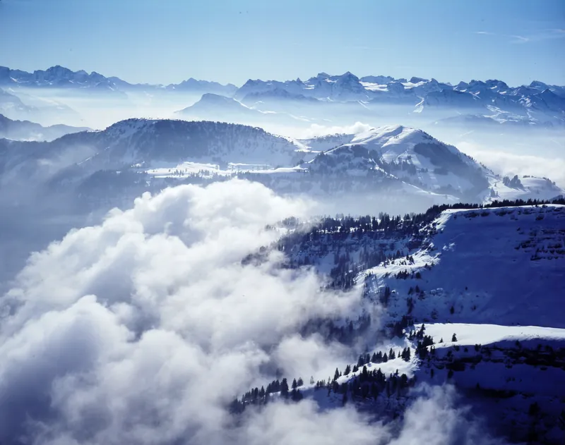 Rigi east flank above Arth, sea of fog, view to south-southeast (SSE) (14.09.1978)