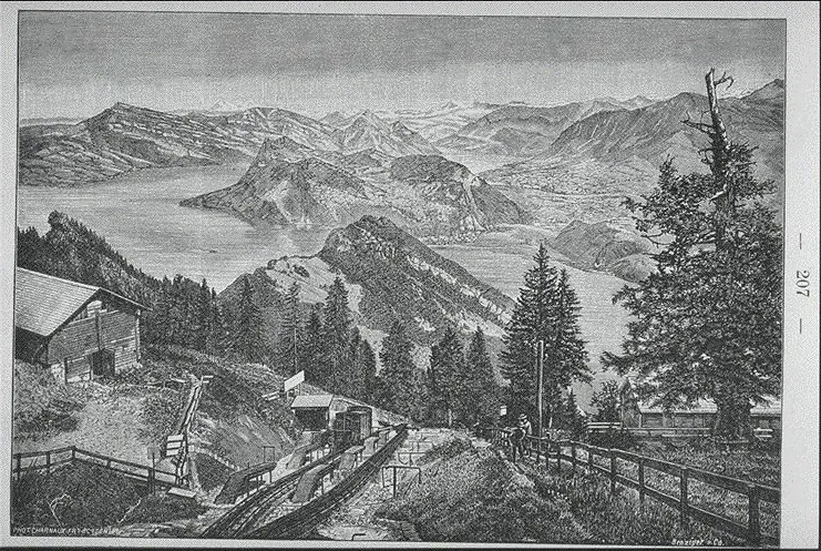 Aussicht von der Pilatusbahn auf den Vierwaldstättersee, gegen Rigi, Bürgenstock, Glärnisch und Stanserhorn (1894)