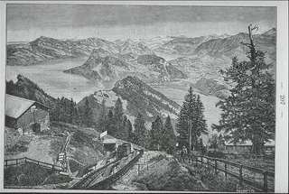 Aussicht von der Pilatusbahn auf den Vierwaldstättersee, gegen Rigi, Bürgenstock, Glärnisch und Stanserhorn (1894)