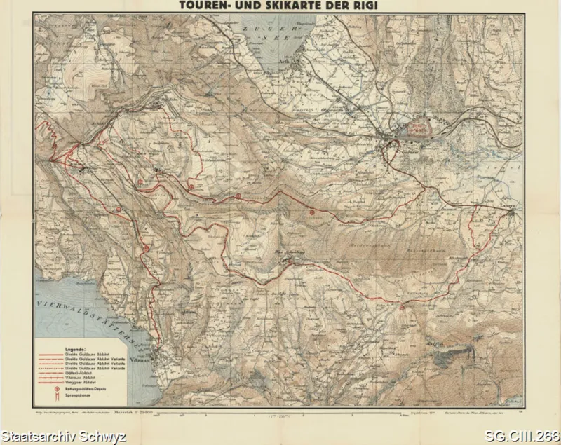 Touren- und Ski-Karte der Rigi (1938)