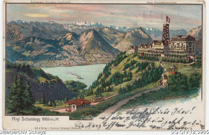 Hotels und Bahnstation auf Rigi-Scheidegg (1904)