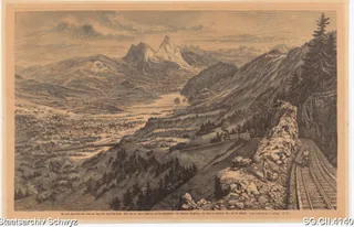 Bahnlinie der Rigi-Bahn von Arth nach Rigi-Kulm (ca. 1875)