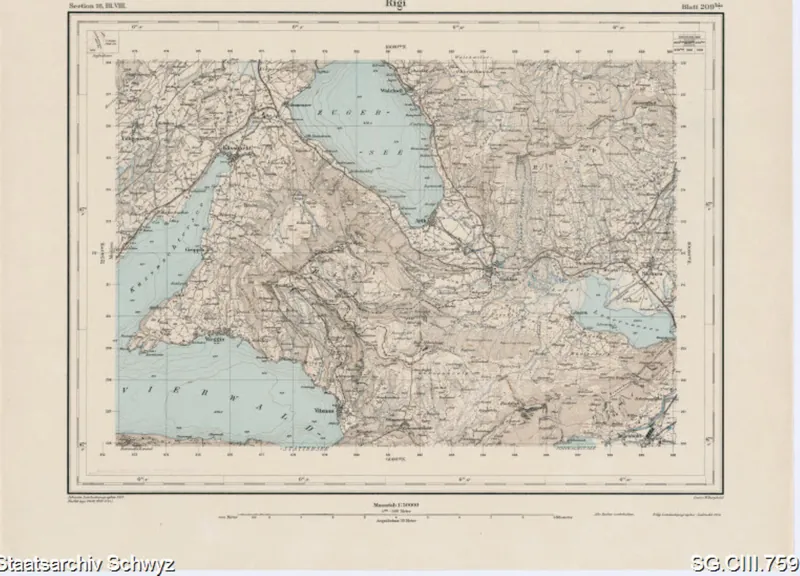 Topographische Karte: Section 16. Bl.VIII., Rigi, Blatt 209 bis. (1919)