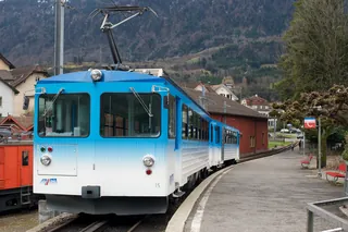 Rail vehicles of Rigi Bahnen at Arth-Goldau RB (2010-03-28 13:59:51)