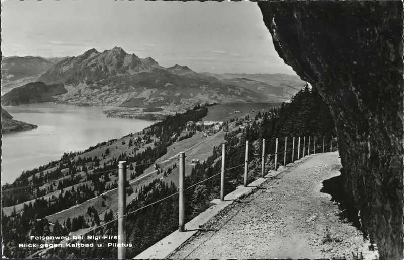 Rock path near Rigi-First, view towards Kaltbad u. Pilatus (vor 3.8.1951)