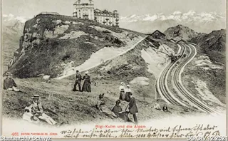 Rigi-Kulm: Ein steiler Weg und parallel die Bahngeleise die nach der Rigi-Kulm führen (1905)