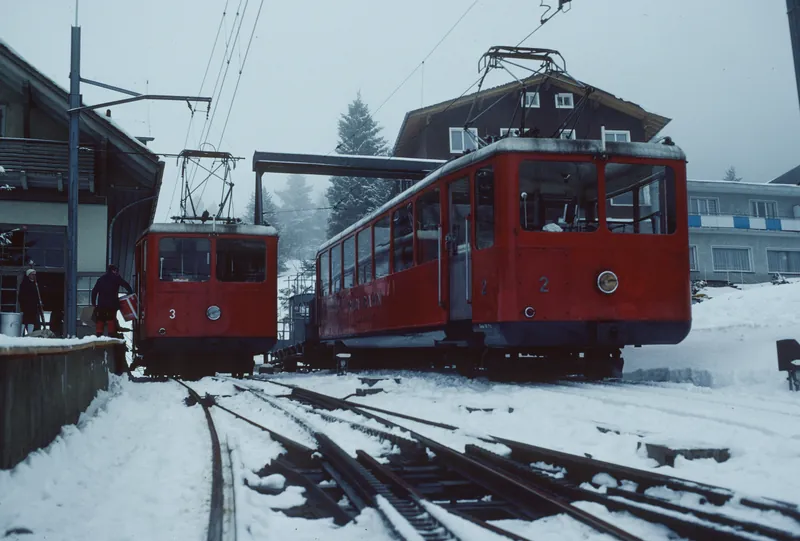 Rigi-Kaltbad, VRB railcars Bhe 2/4 No.2 and No.3 (2/1985)