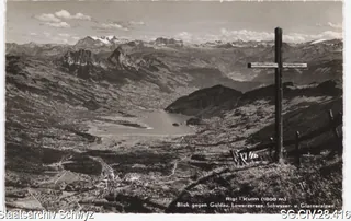 Rigi-Kulm (1800 m), Blick gegen Goldau, Lauerzersee, Schwyzer- und Glarneralpen (keine Angabe)