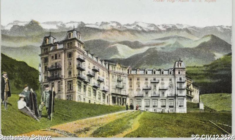 Hotel Schreiber und die Alpen, Rigi-Kulm (1908)