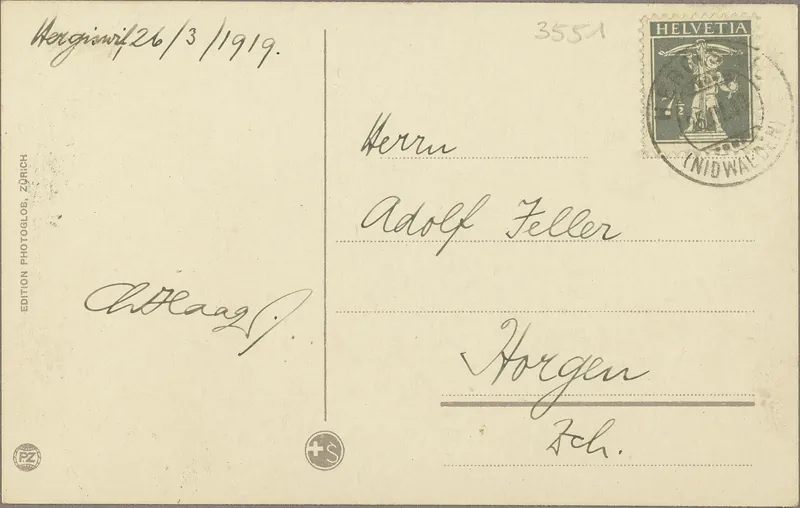 Hergiswil with Rigi 1800 m and Bürgenstock 1131 m (vor 26.03.1919)