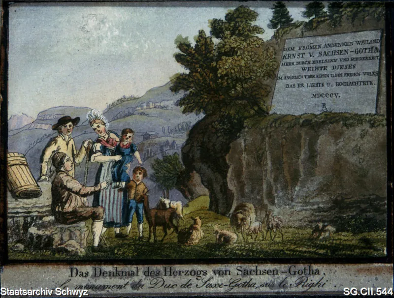 Gedenktafel für den Herzog von Sachsen-Gotha auf der Rigi (ca. 1830 - 1840)
