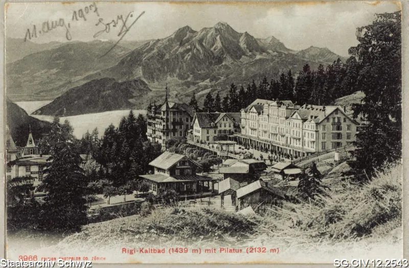 Hotelanlagen mit Bahnstation, Rigi-Kaltbad (1907)