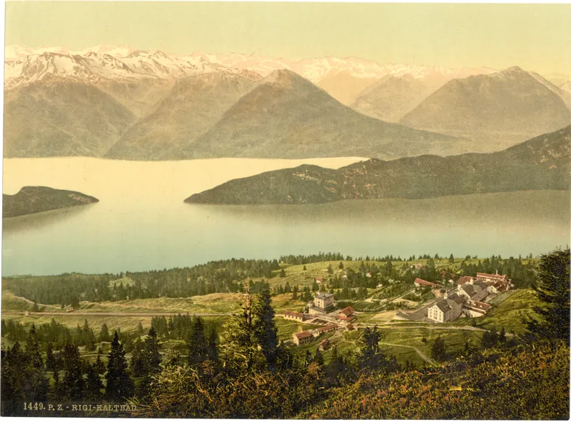 Panorama of Rigi Kaltbad and the Lake of the Four Cantons, from Rothstock, Rigi, Switzerland (between 1890 and 1900)
