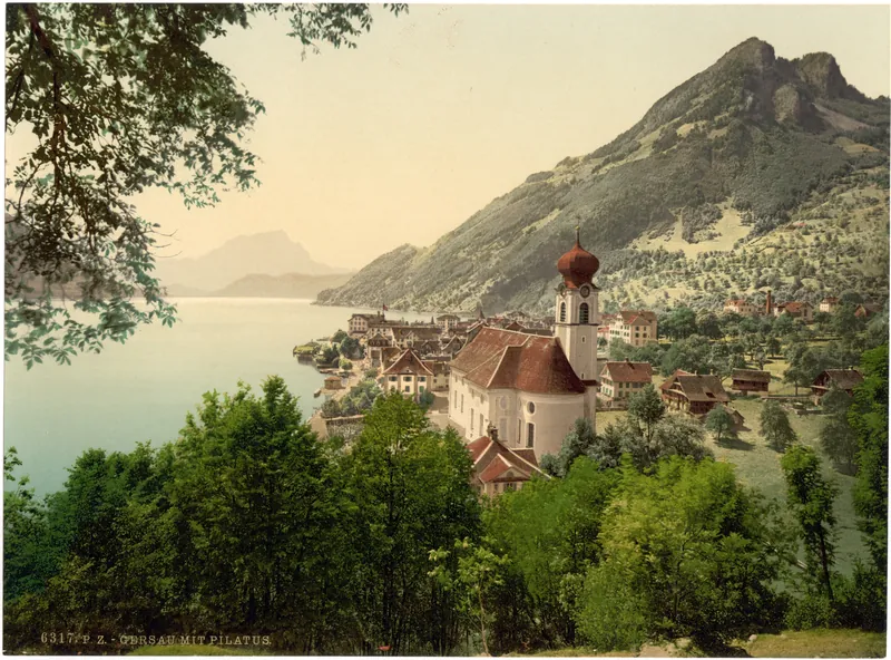 Gersau and Pilatus (in the distance), Lake Lucerne, Switzerland (between 1890 and 1900)