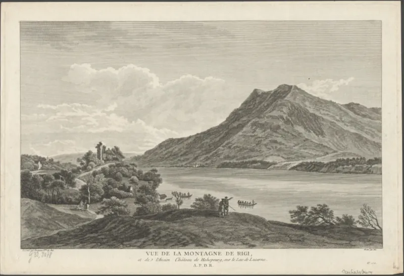 Vue de la montagne de Rigi , et de l'Ancien Château de Habspourg, sur le Lac de Lucerne (approx. 1780 - approx. 1788)