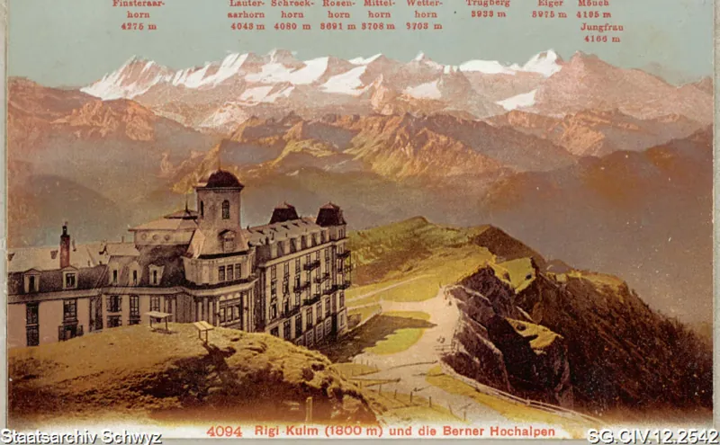 Hotel Schreiber und die Berner Hochalpen, Rigi-Kulm (keine Angabe)