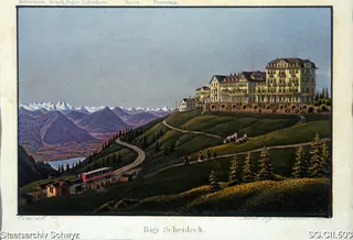 Hotel Rigi Scheidegg und Rigi-Bahn (ca. 1880)